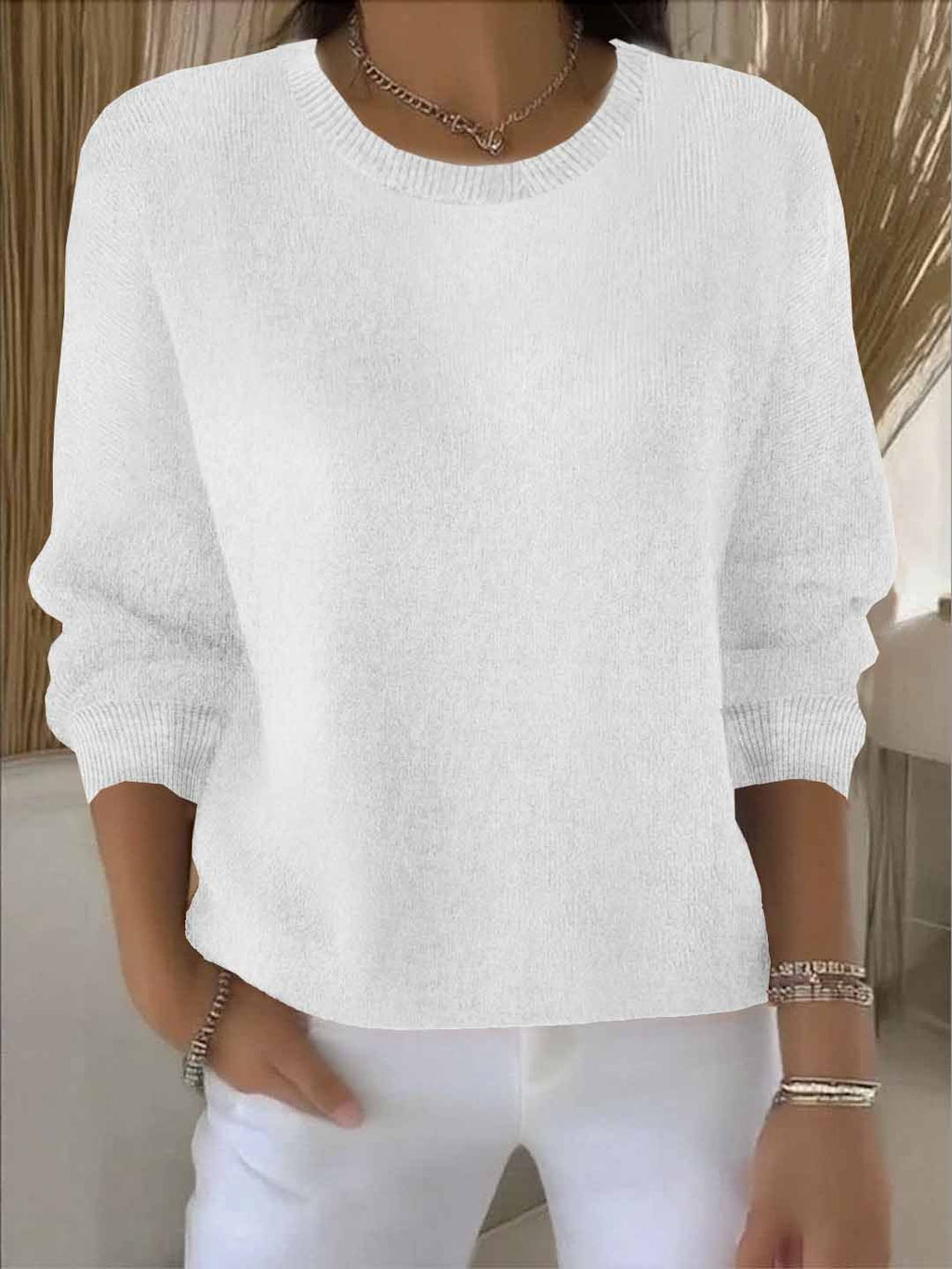 Women's Winter Knit Sweater – Relaxed Long Sleeve Sweater