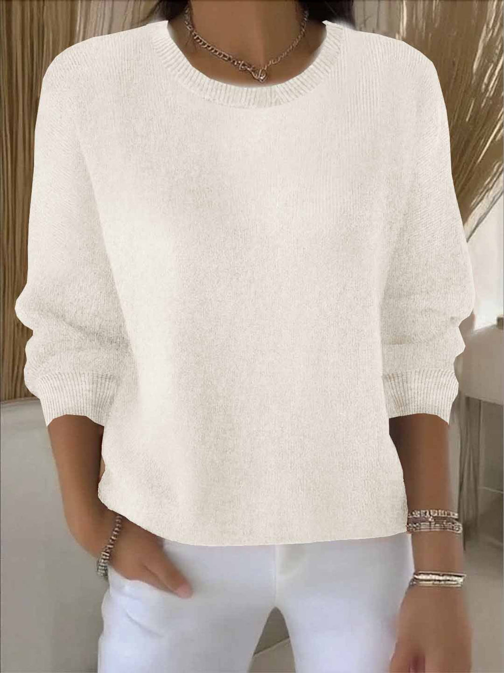 Women's Winter Knit Sweater – Relaxed Long Sleeve Sweater