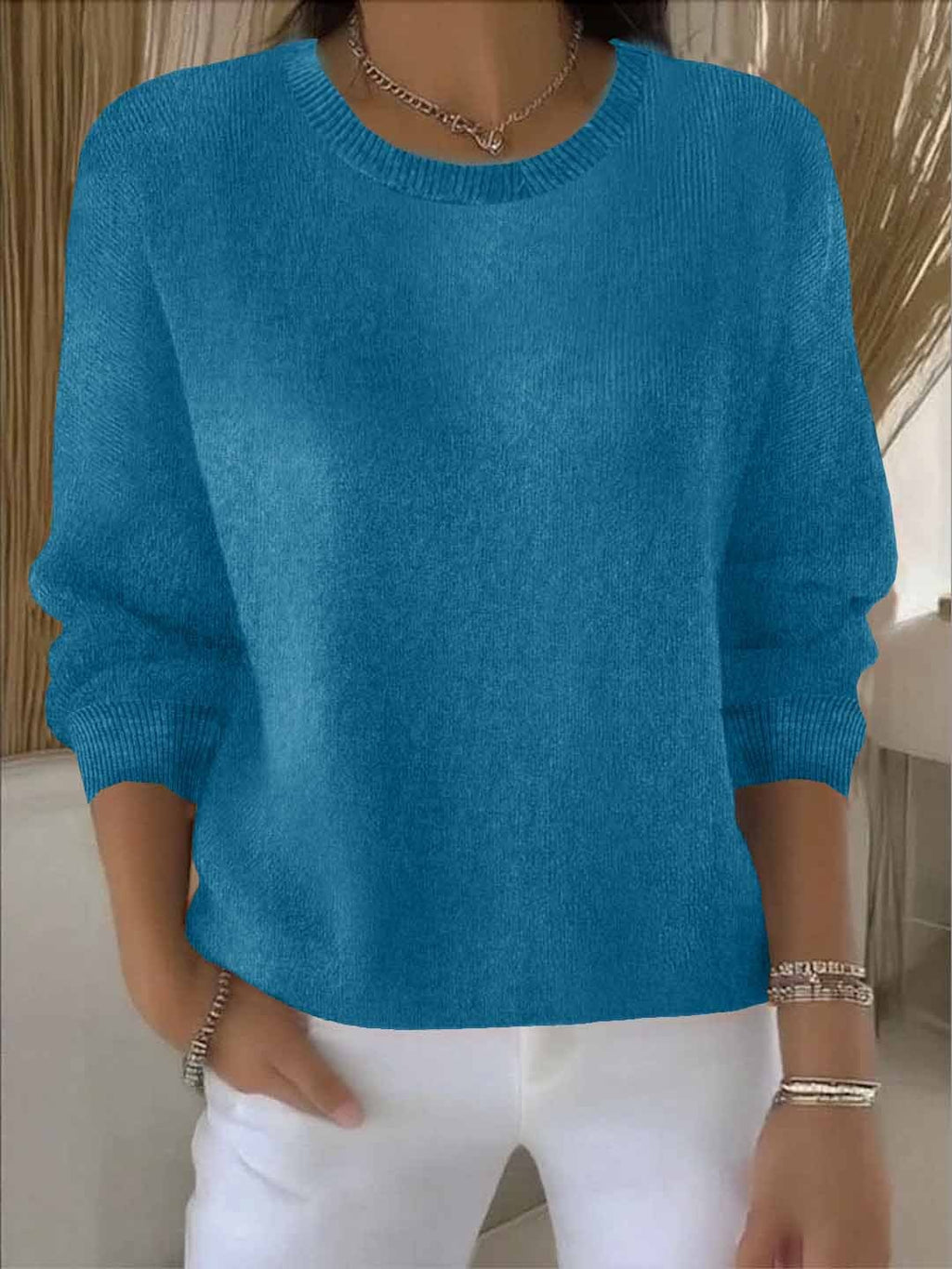 Women's Winter Knit Sweater – Relaxed Long Sleeve Sweater