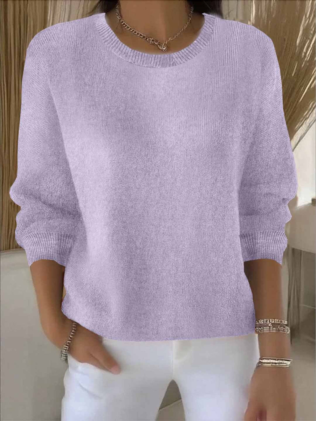 Women's Winter Knit Sweater – Relaxed Long Sleeve Sweater
