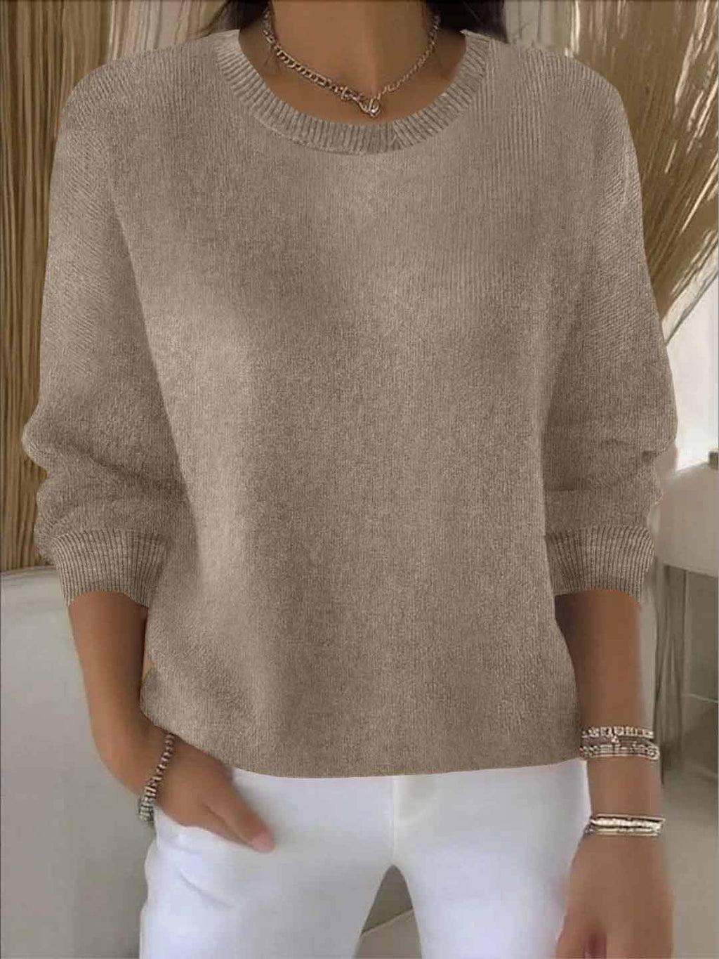 Women's Winter Knit Sweater – Relaxed Long Sleeve Sweater