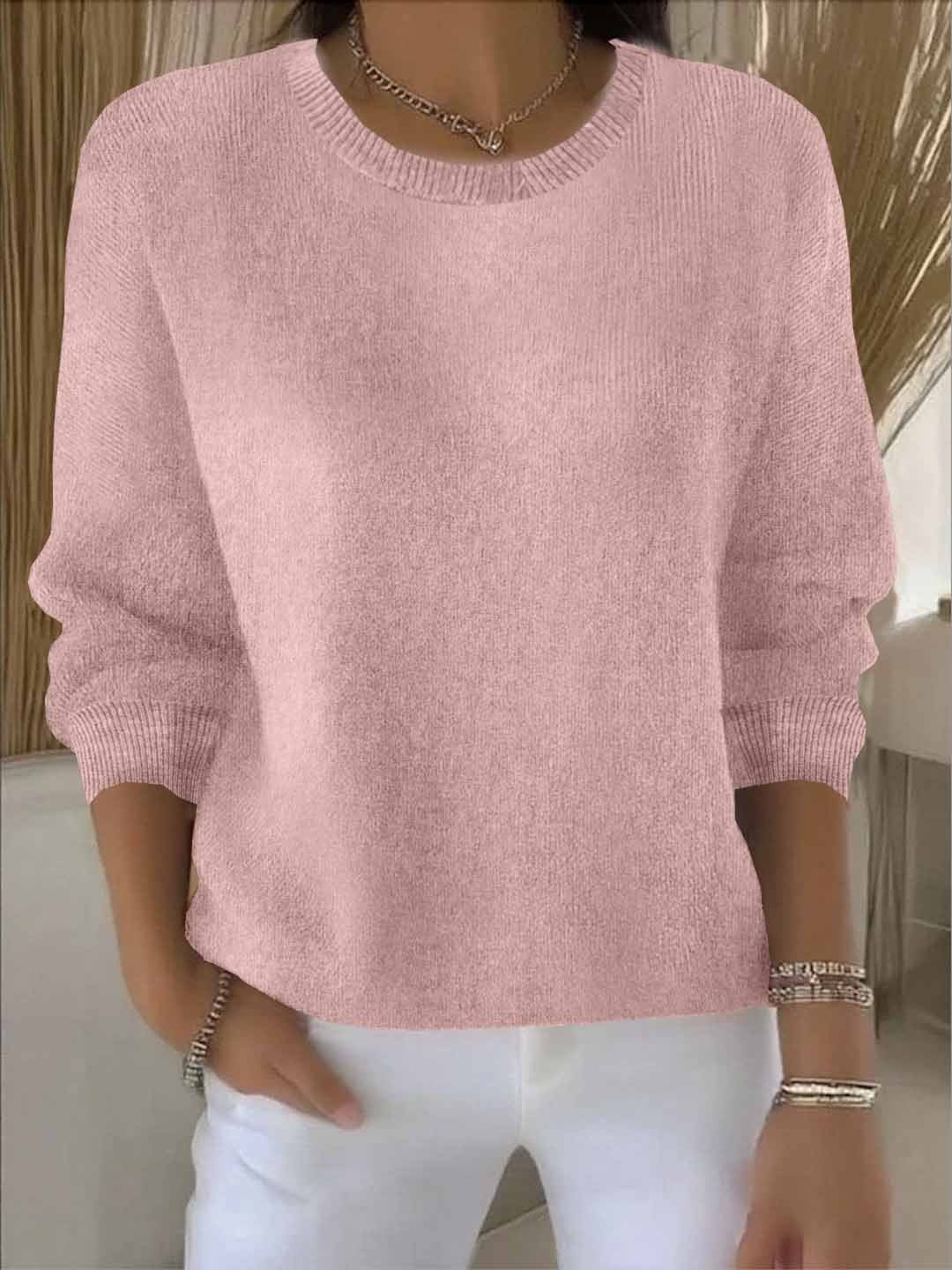 Women's Winter Knit Sweater – Relaxed Long Sleeve Sweater
