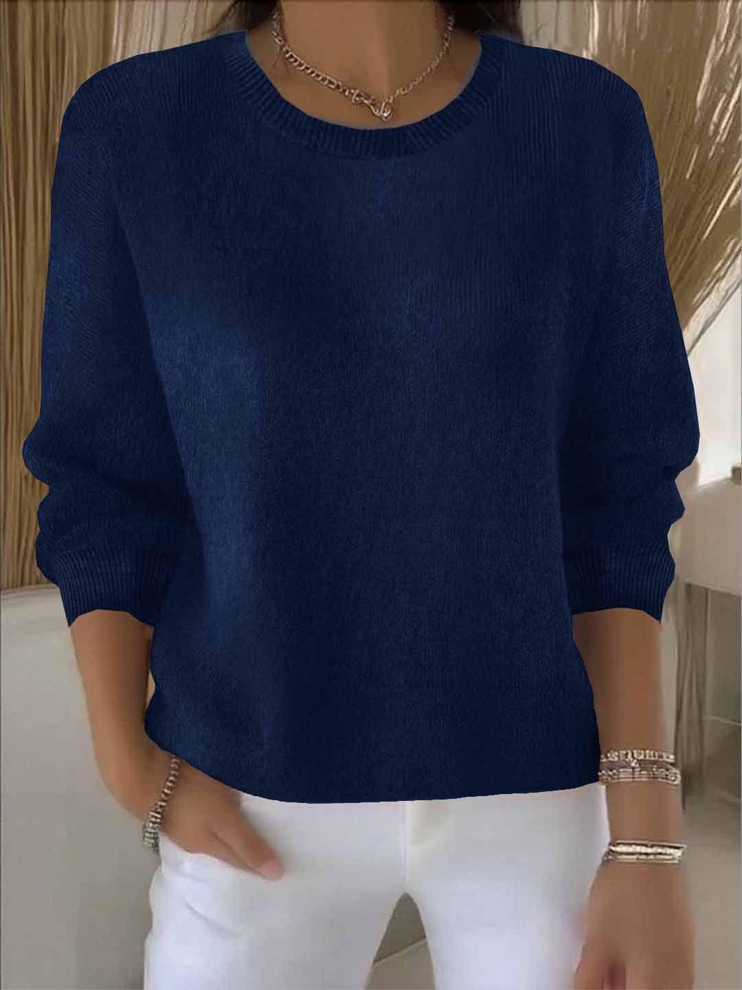 Women's Winter Knit Sweater – Relaxed Long Sleeve Sweater