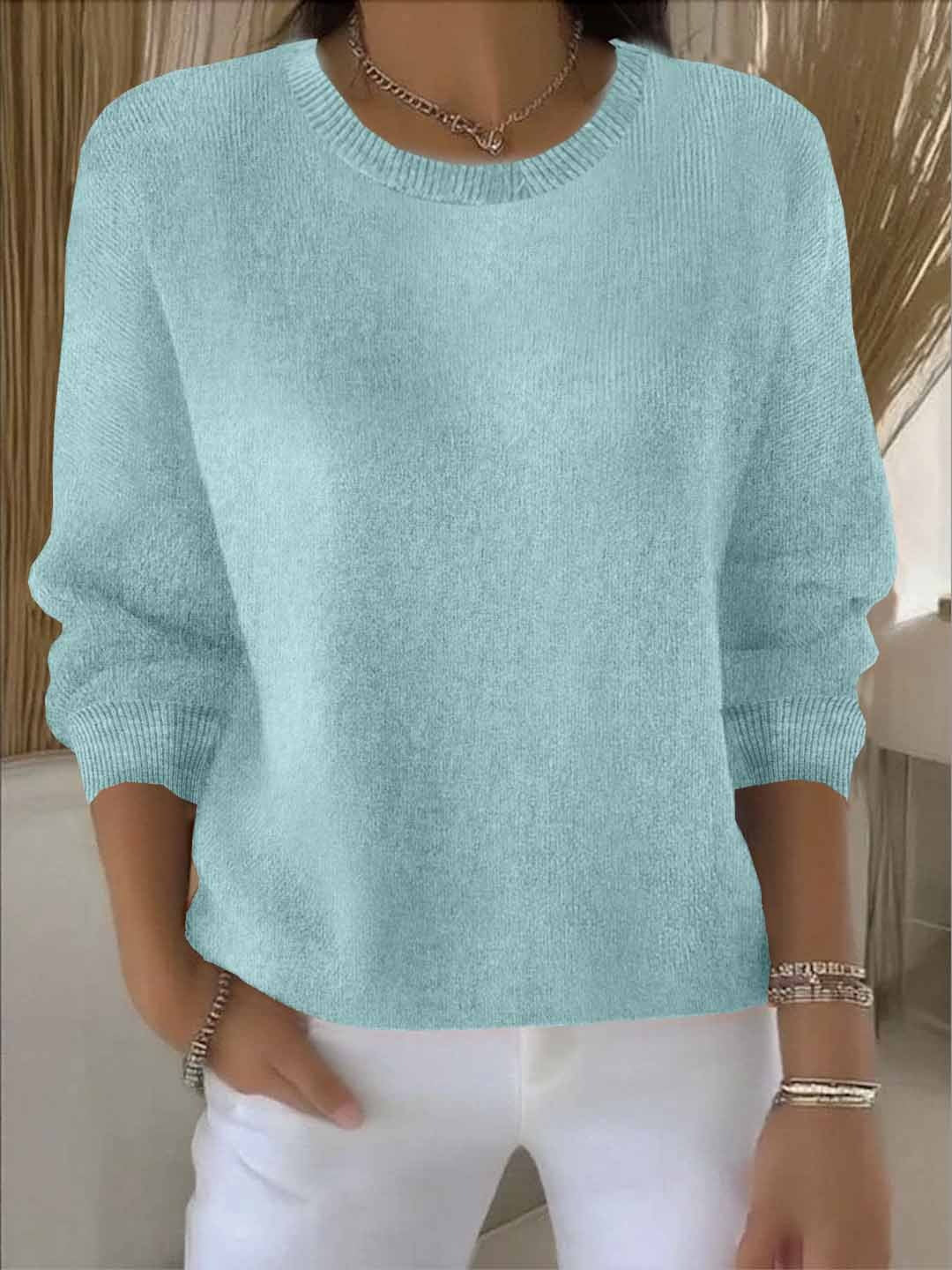 Women's Winter Knit Sweater – Relaxed Long Sleeve Sweater