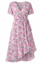 Women's Floral Wrap Dress – Belted Midi Dress