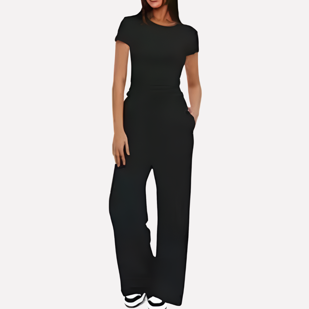 Women's Wide Leg Lounge Set – Ruffle Crop Top Matching Pants Set