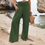 Women's High Waist Palazzo Pants – Wide Leg Elastic Waist Trousers