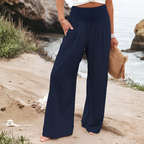Women's High Waist Palazzo Pants – Wide Leg Elastic Waist Trousers