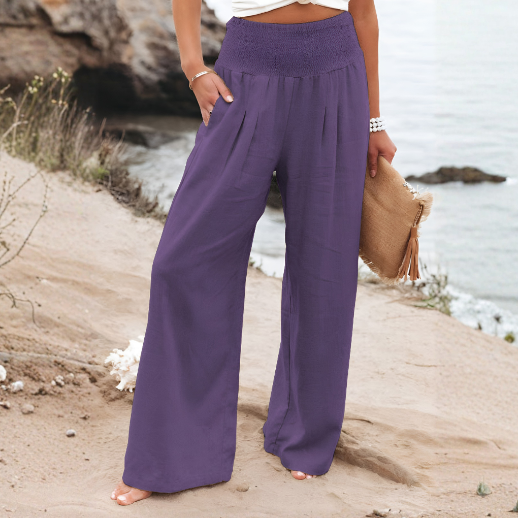 Women's High Waist Palazzo Pants – Wide Leg Elastic Waist Trousers