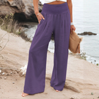 Women's High Waist Palazzo Pants – Wide Leg Elastic Waist Trousers