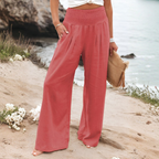Women's High Waist Palazzo Pants – Wide Leg Elastic Waist Trousers