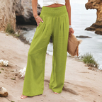 Women's High Waist Palazzo Pants – Wide Leg Elastic Waist Trousers