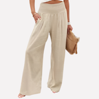 Women's High Waist Palazzo Pants – Wide Leg Elastic Waist Trousers