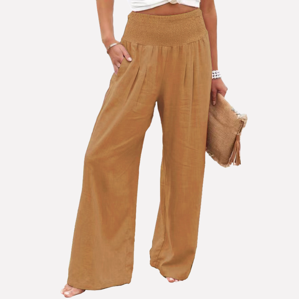 Women's High Waist Palazzo Pants – Wide Leg Elastic Waist Trousers
