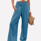 Women's High Waist Palazzo Pants – Wide Leg Elastic Waist Trousers