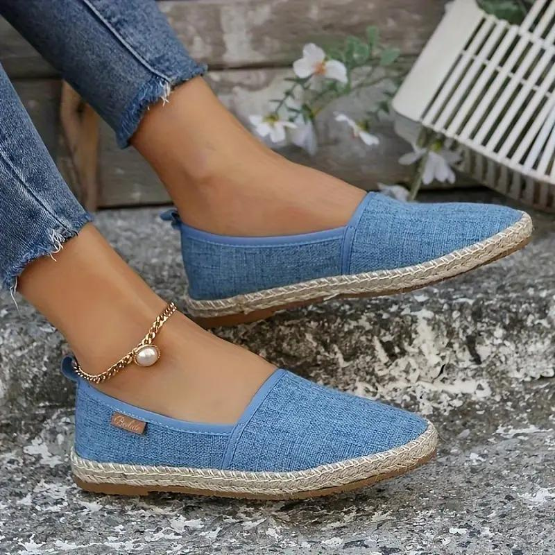 Women's Canvas Espadrilles with Braided Sole and Slip-On Style