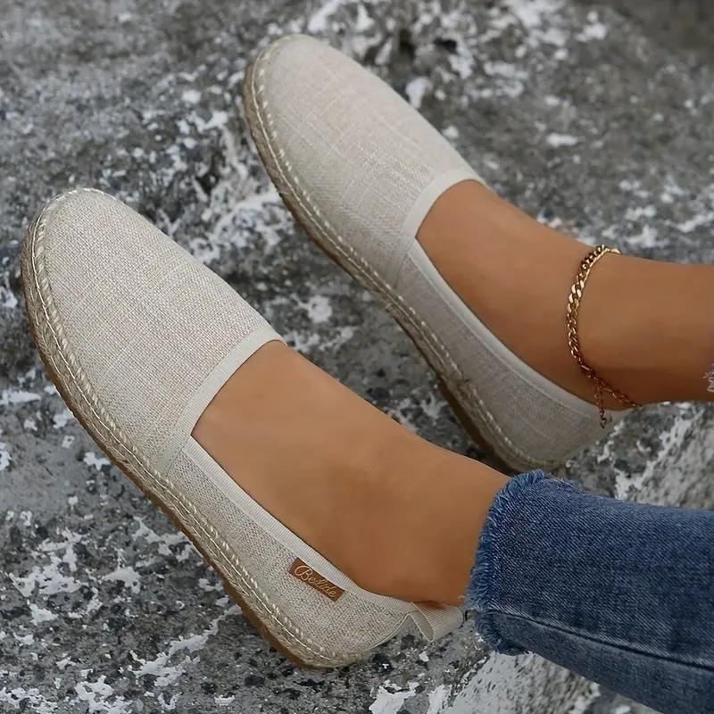 Women's Canvas Espadrilles with Braided Sole and Slip-On Style