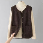 Women's Button Front Gilet – Relaxed Pocket Layering Vest