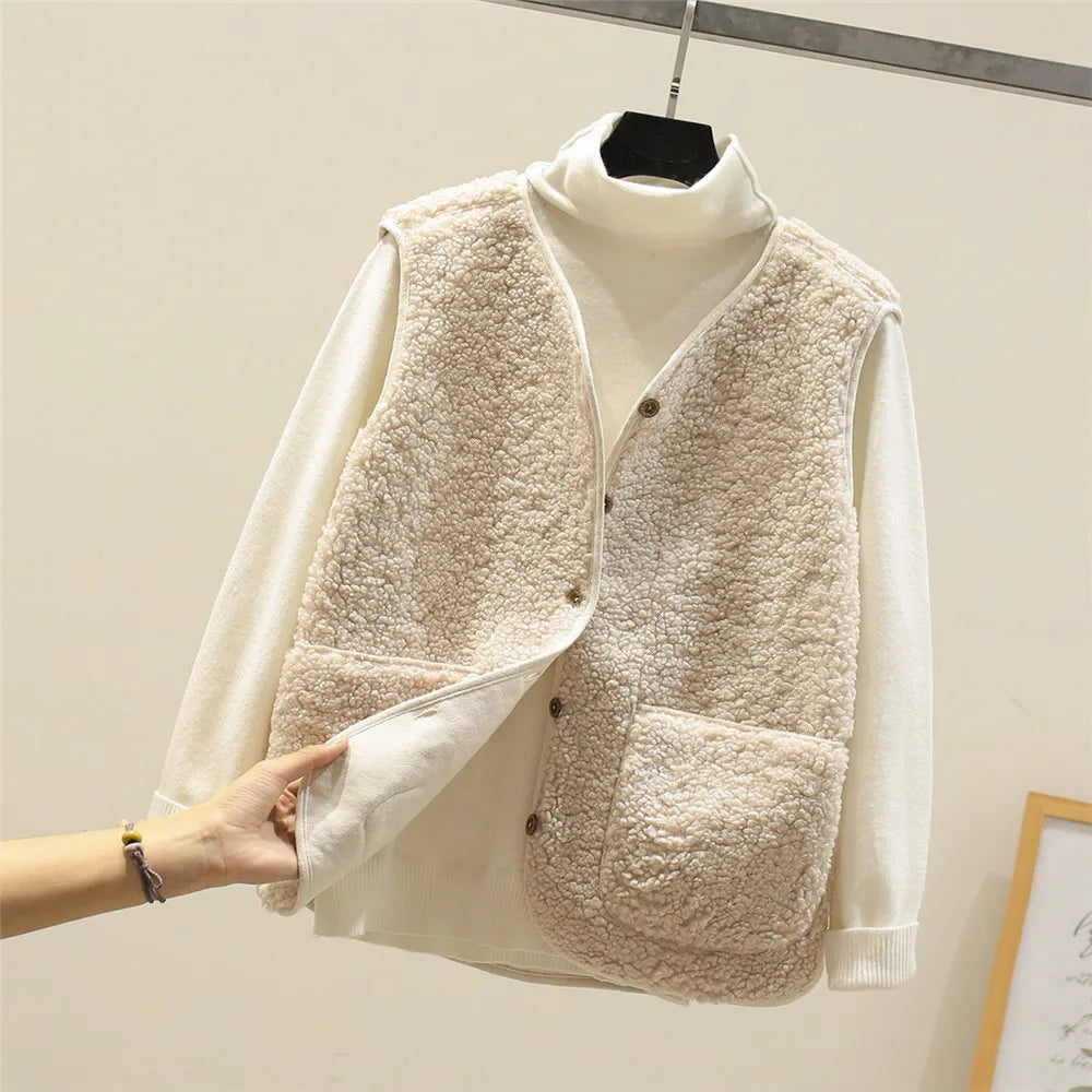 Women's Button Front Gilet – Relaxed Pocket Layering Vest