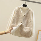 Women's Button Front Gilet – Relaxed Pocket Layering Vest