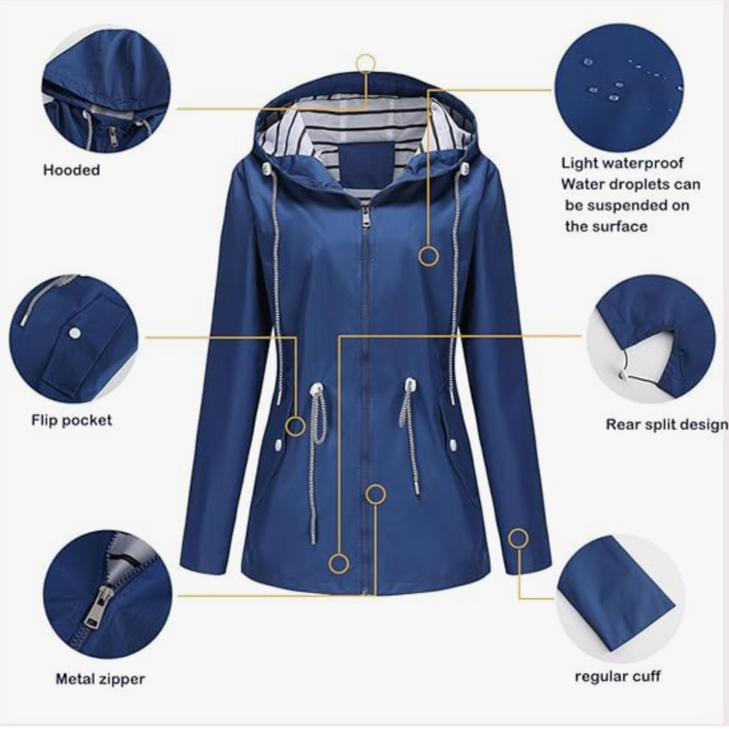 Women's Lightweight Rain Coat – Waterproof Rain Coat – Danielle