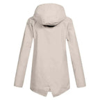 Women's Hooded Mid-Length Jacket – Zip-Up Flap Pocket Outdoor Jacket