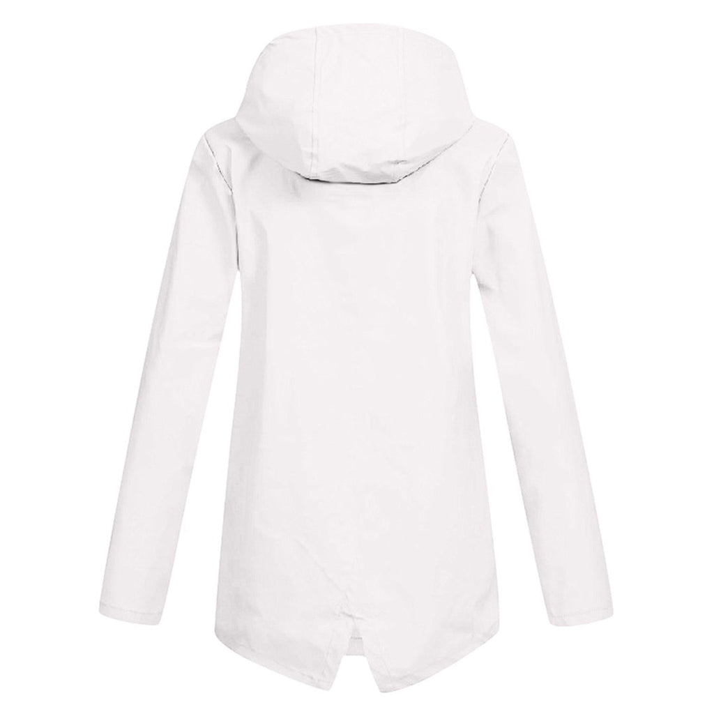 Women's Hooded Mid-Length Jacket – Zip-Up Flap Pocket Outdoor Jacket