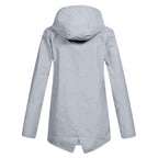 Women's Hooded Mid-Length Jacket – Zip-Up Flap Pocket Outdoor Jacket
