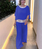 Women's Wide Leg Pants Set – Relaxed Top & High Waist Trousers