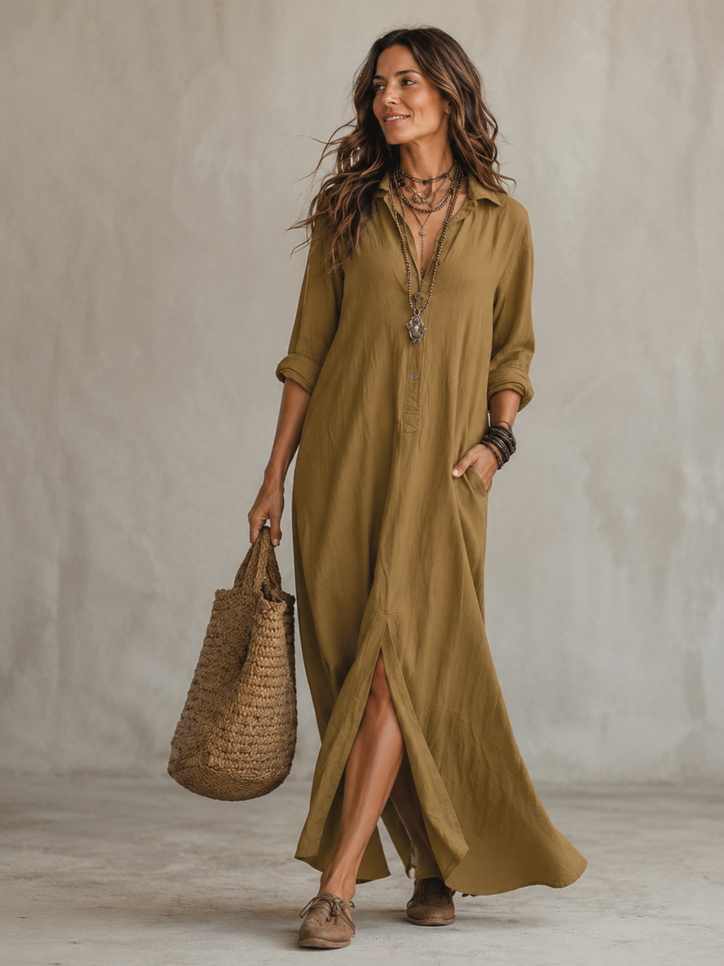 Women's Belted Wrap Midi Dress – Casual Summer Dress