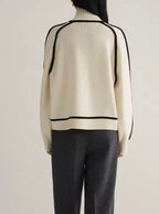 Women's Colorblock Turtleneck Sweater – Contrast High Neck Knit Pullover