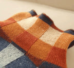 Women's Patchwork High Neck Sweater – Patterned Turtleneck Knit Pullover