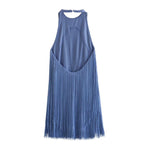 Women's Fringe Dress – Open Back Blue Party Dress