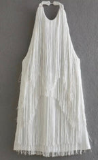 Women's Fringe Dress – Open Back Blue Party Dress