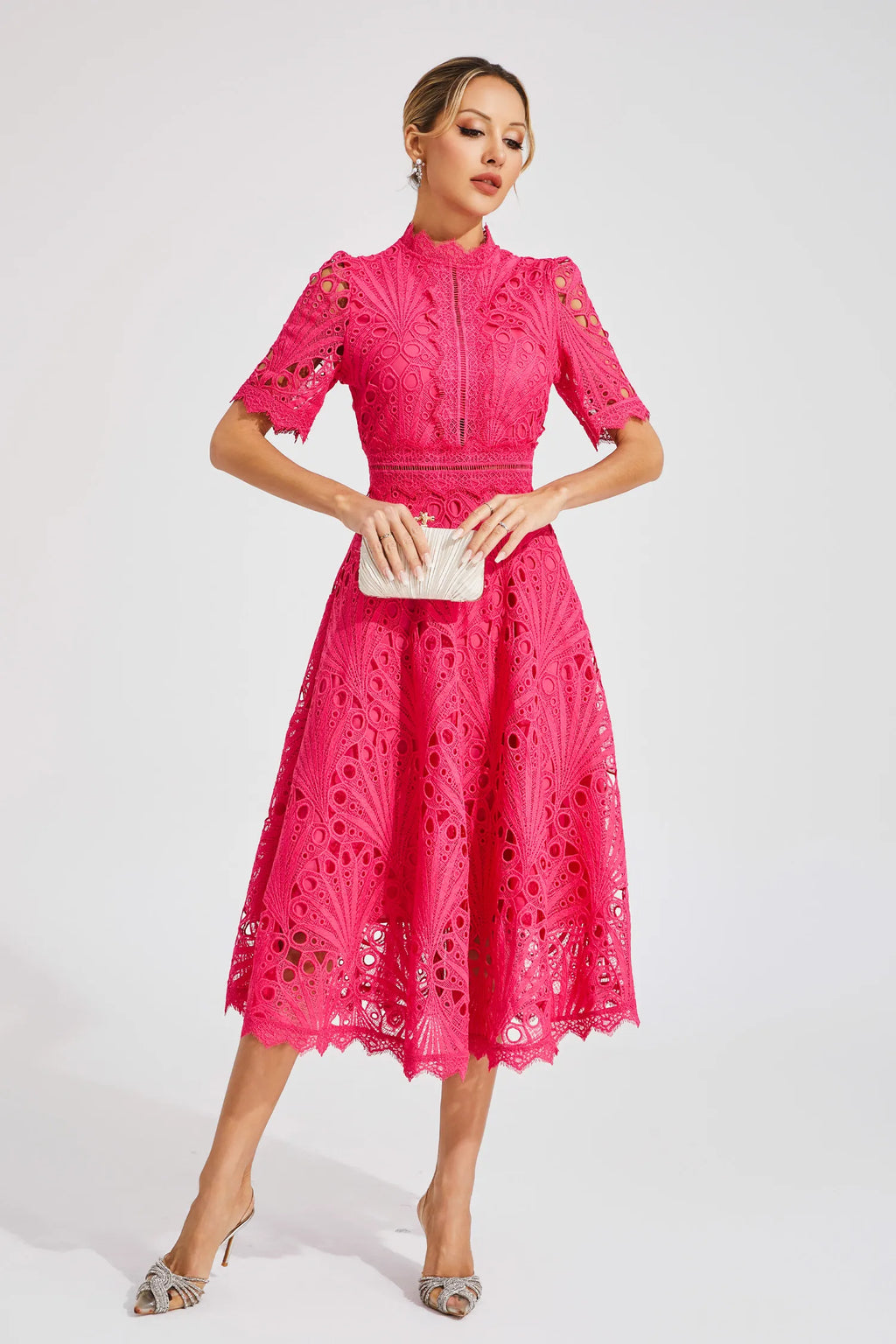 Women's Wedding Guest Dress – Lace Midi Dress