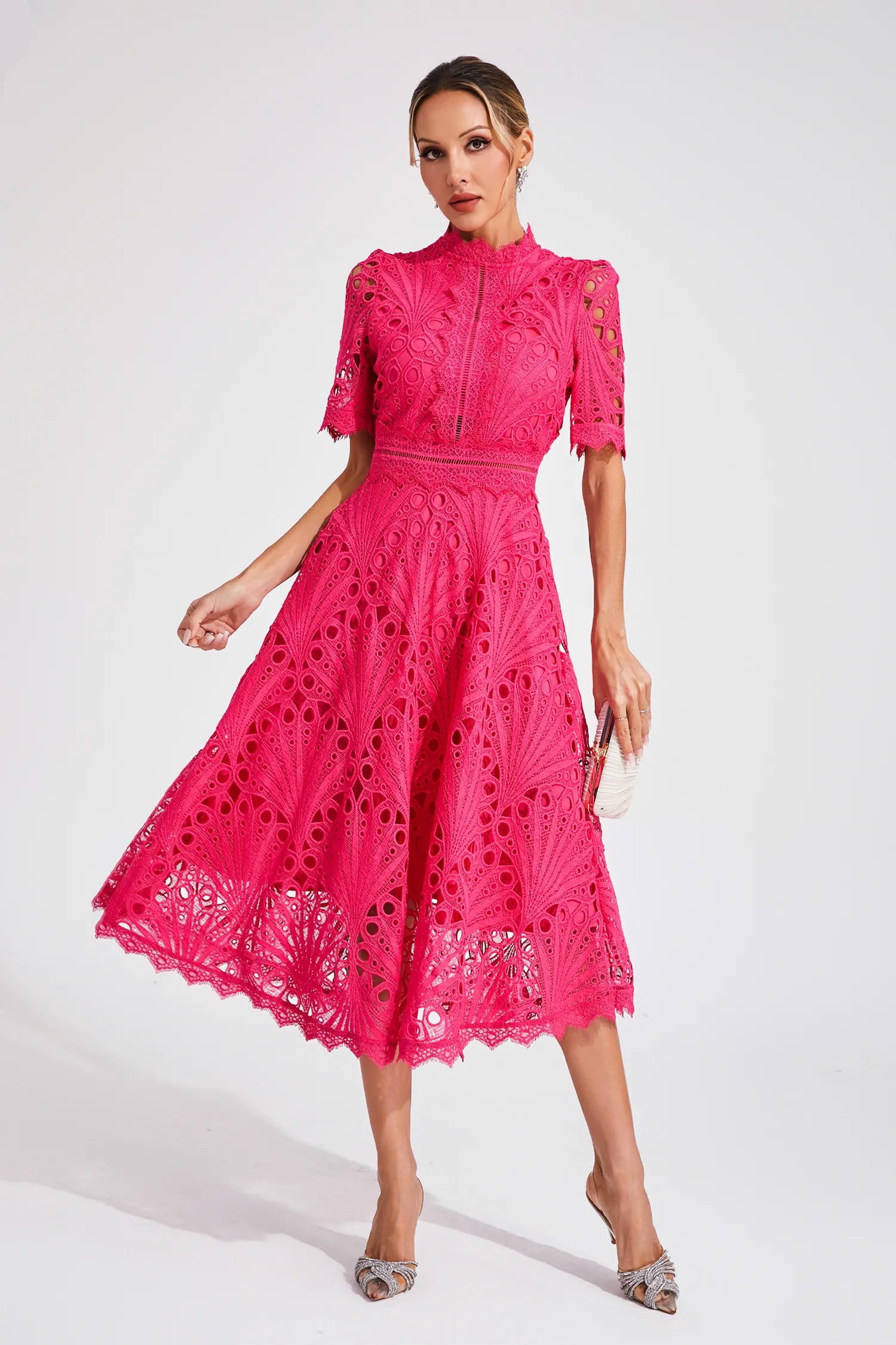 Women's Wedding Guest Dress – Lace Midi Dress