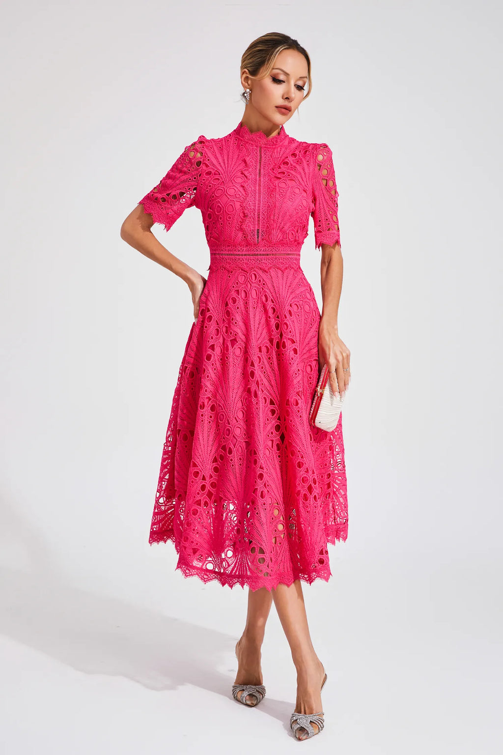 Women's Wedding Guest Dress – Lace Midi Dress
