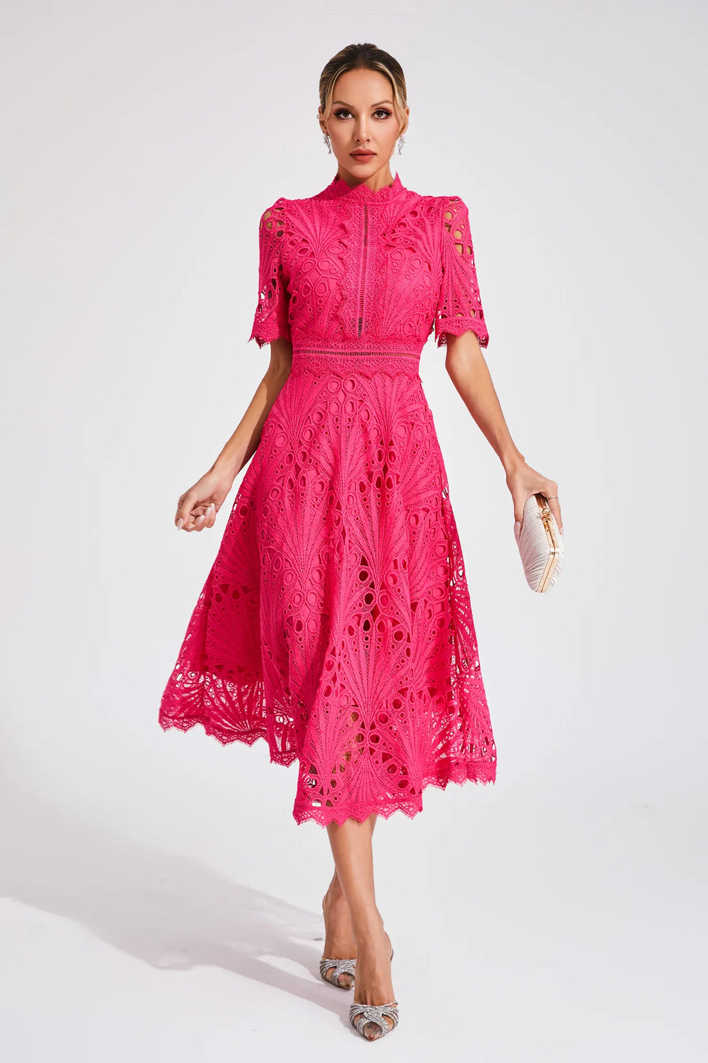 Women's Wedding Guest Dress – Lace Midi Dress