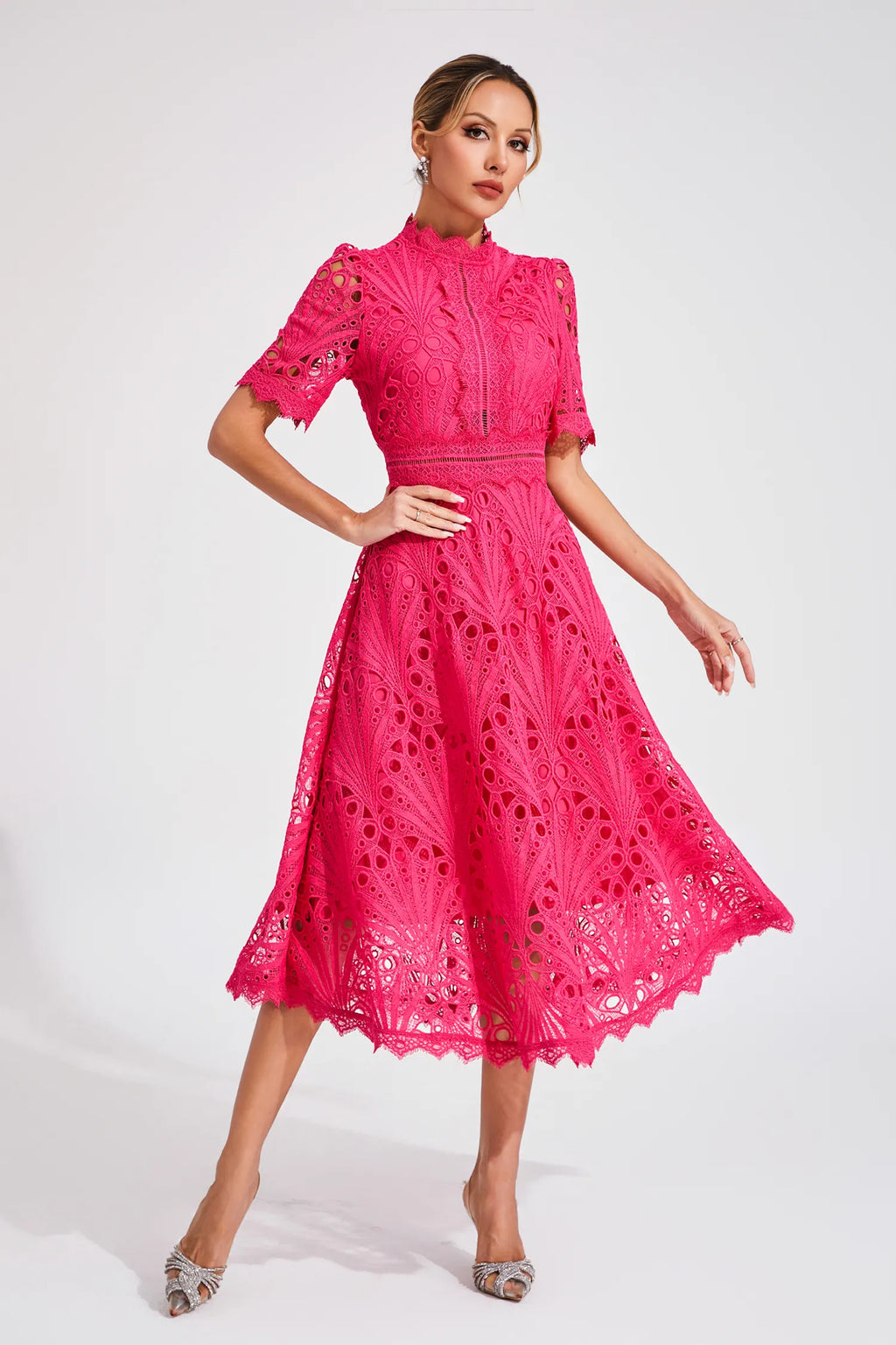 Women's Wedding Guest Dress – Lace Midi Dress