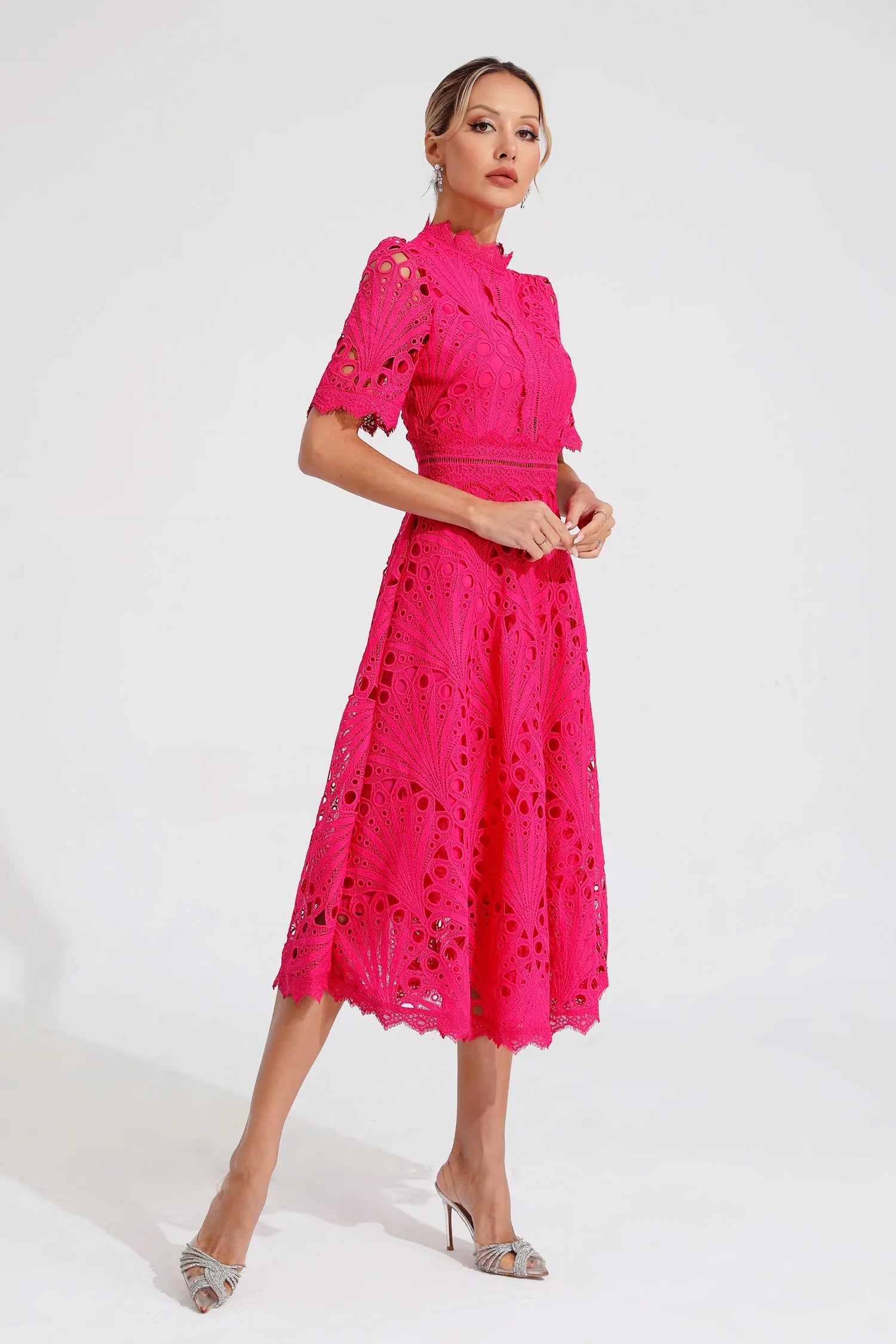 Women's Wedding Guest Dress – Lace Midi Dress