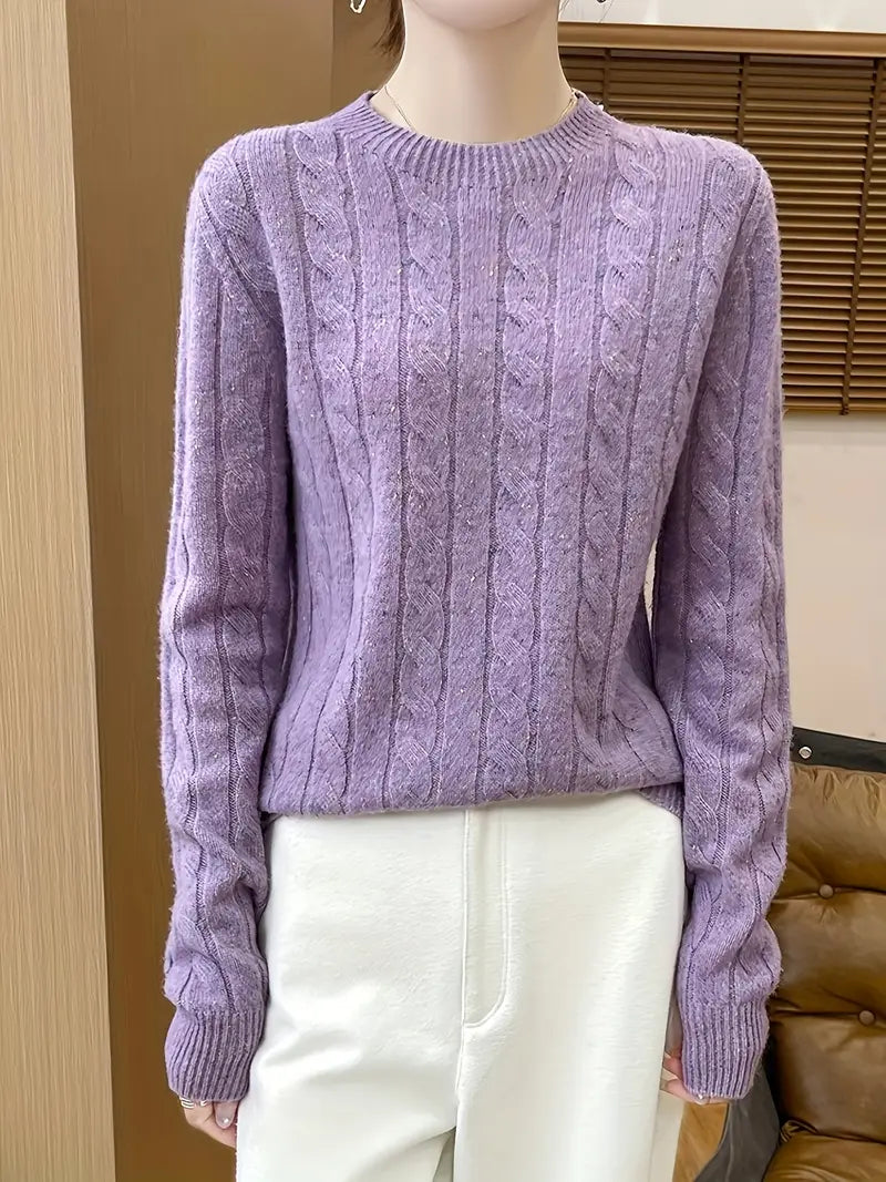 Women's Cable Knit Sweater – Classic Knit Sweater – Alice