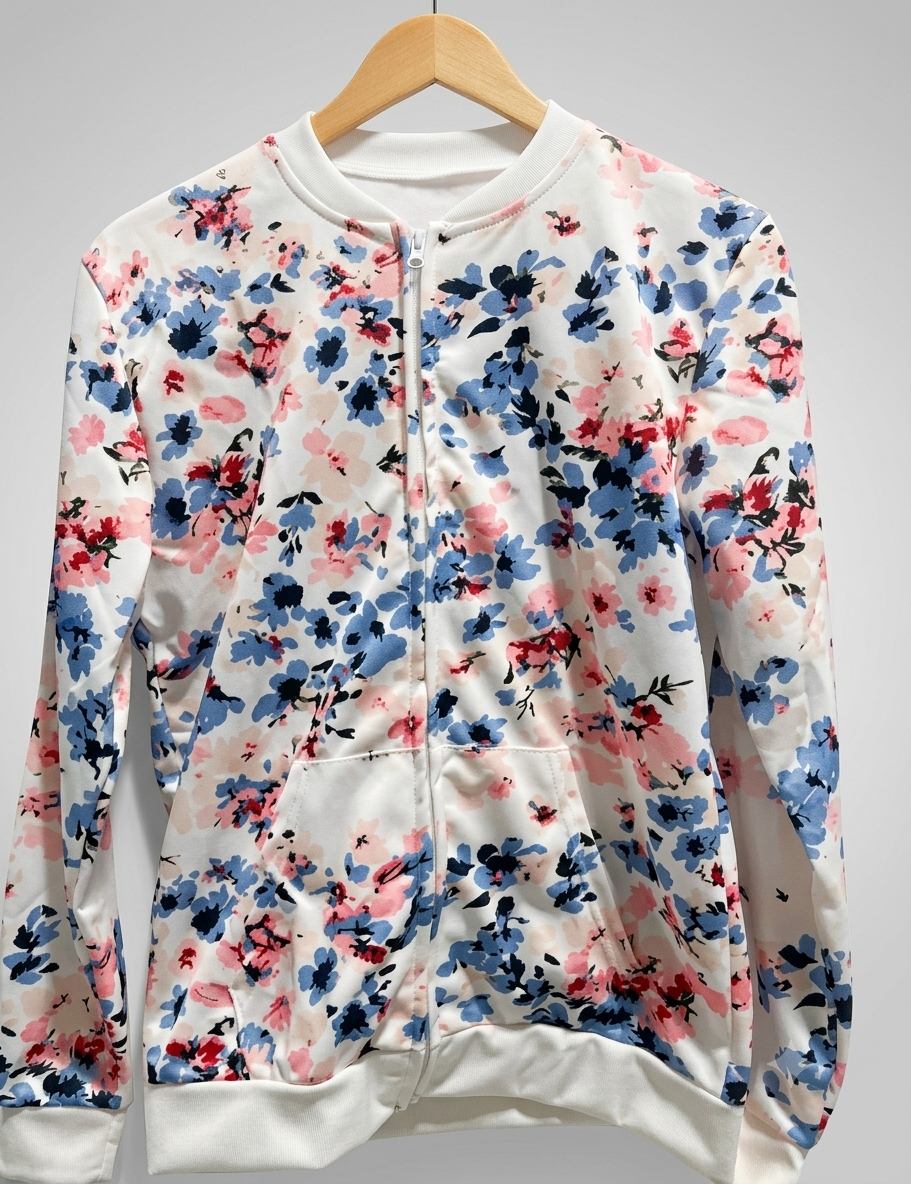 Women's Printed Bomber Jacket – Lightweight Zip Jacket