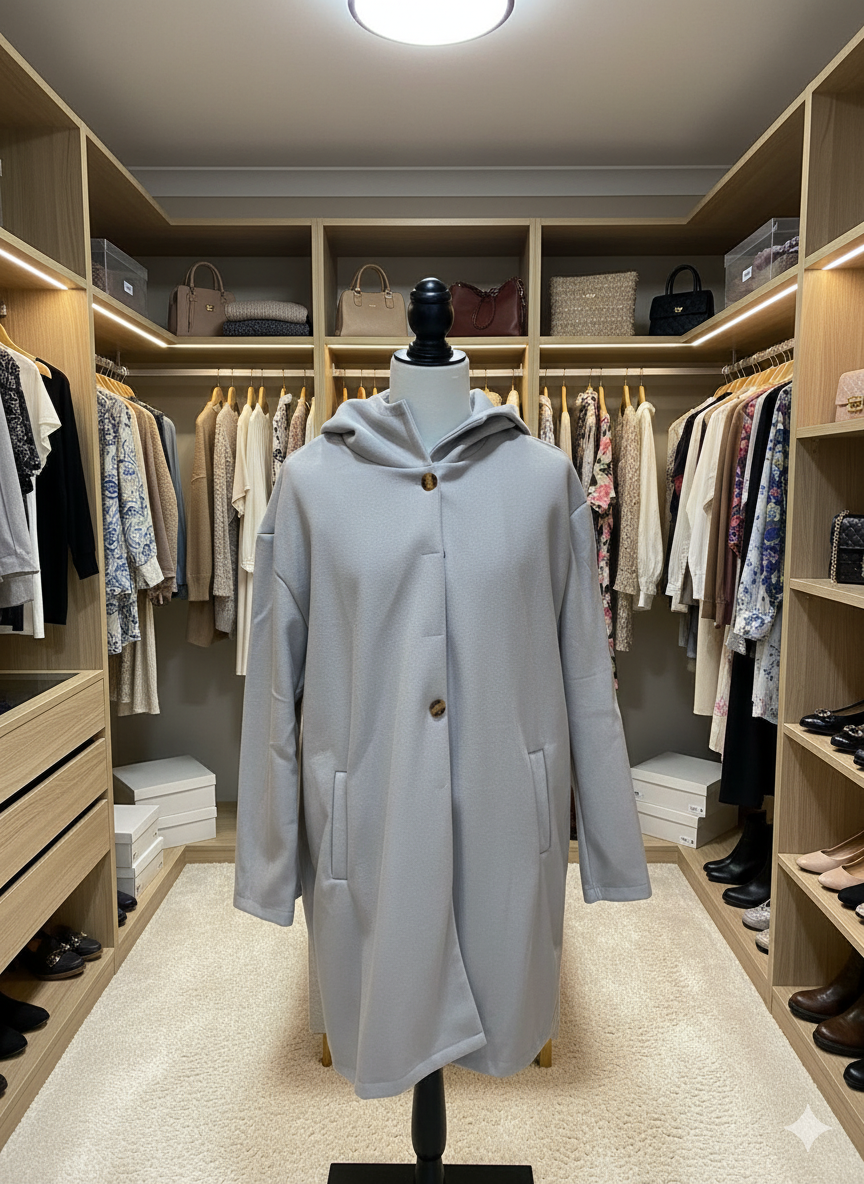Women's Hooded Longline Coat – Windproof Lightweight Transitional Coat