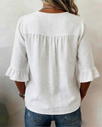 Women's Ruffle Button Blouse – Relaxed Flowy Long Sleeve Blouse