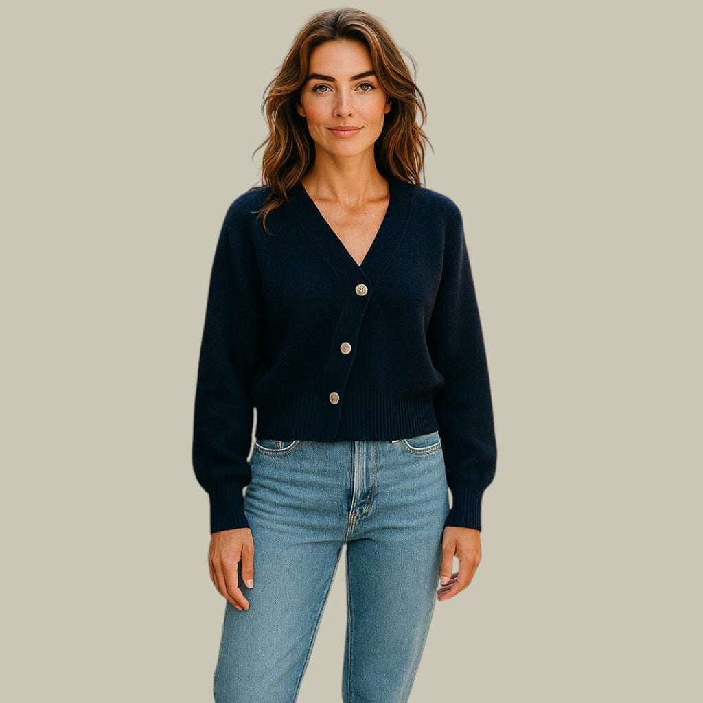 Women's V-Neck Cardigan – Button Front Long Sleeve Cardigan