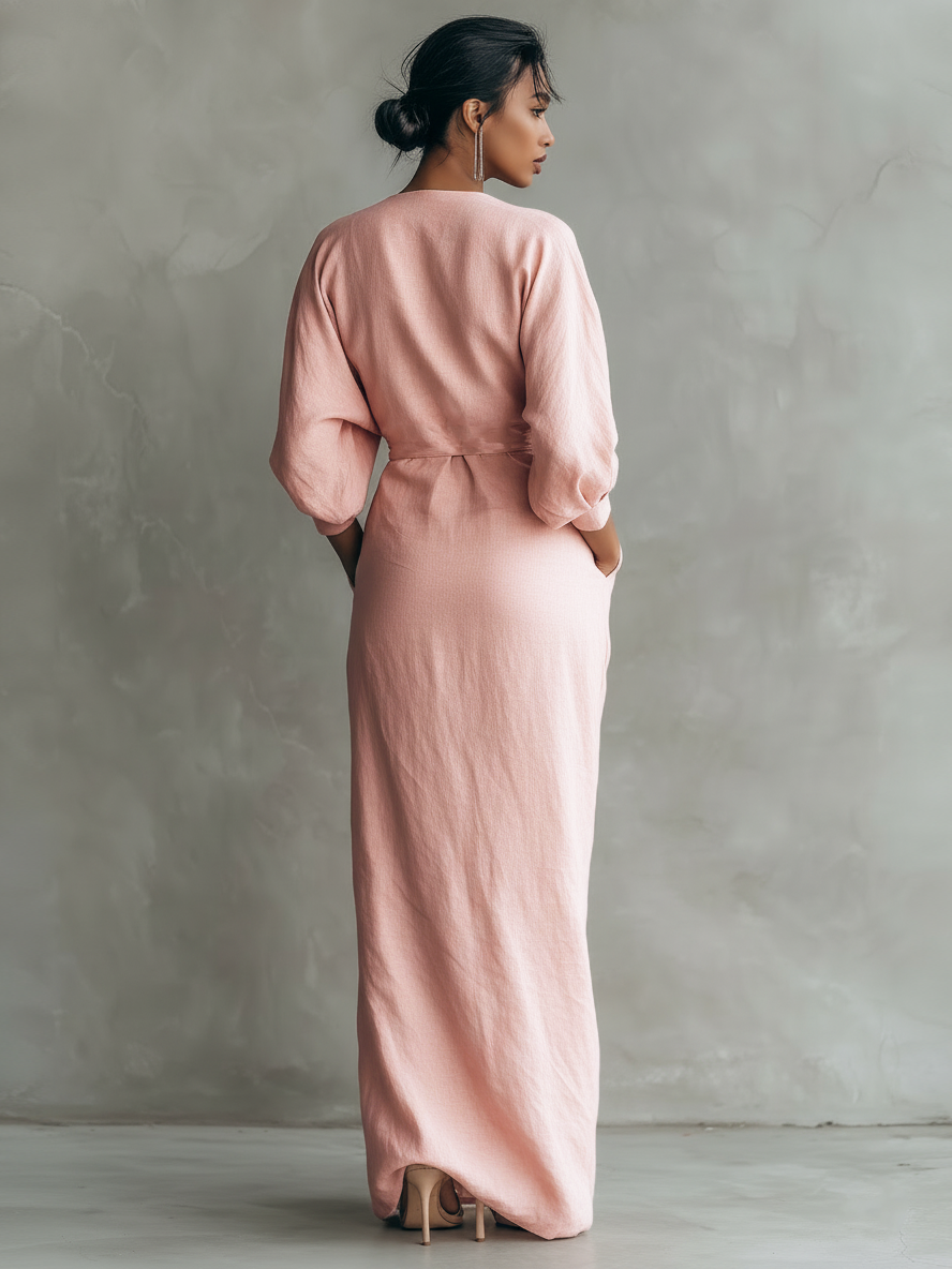 Women's V-Neck Maxi Dress – Flowy Minimalist Summer Dress