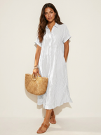 Women's Button-Up Shirt Dress – Striped Summer Dress