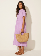 Women's Button-Up Shirt Dress – Striped Summer Dress