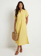 Women's Button-Up Shirt Dress – Striped Summer Dress