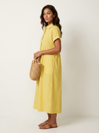Women's Button-Up Shirt Dress – Striped Summer Dress